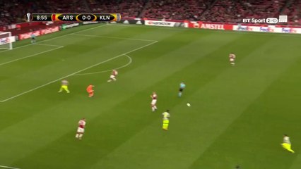 Jhon Córdoba puts FC Koln 1-0 at Arsenal with a 45-yard strike .