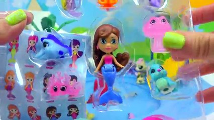 Unboxing 6 Splashlings Surprise Blind Bag Shells with 2 Mystery Animals Splash In Pool