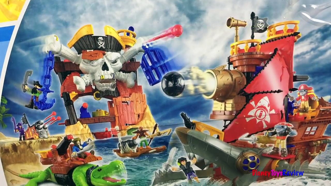FISHER PRICE IMAGINEXT BLACKBEARDS LAIR SKULL AND CROSSBONES SHARK BITE PIRATE SHIP - UNBOXING