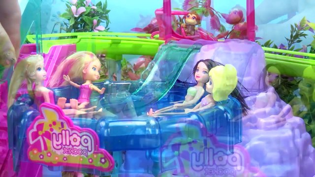 Frozen Toys - Elsa And Anna Go To Polly Pocket Roller Coaster Resort - Frozen Toy Videos (Spanish)