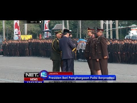 Presiden Jokowi Beri Penghargaan Pada Polisi Berprestasi di Upacara HUT Bhayangkara ke 71 - NET 12