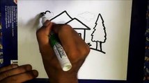 cara menggambar rumah dengan krayon untuk anak SD yang mudah (versi lambat)