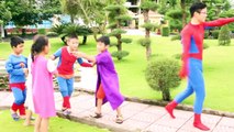 SuperHero Kids Go To School Learn Colors with Tiger Johny Johny Yes Papa w- Teacher Spiderman
