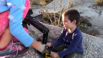 Tonka Construction Trucks for Kids: Playing   Digging with Big Toy Trucks at BMX Bike Park
