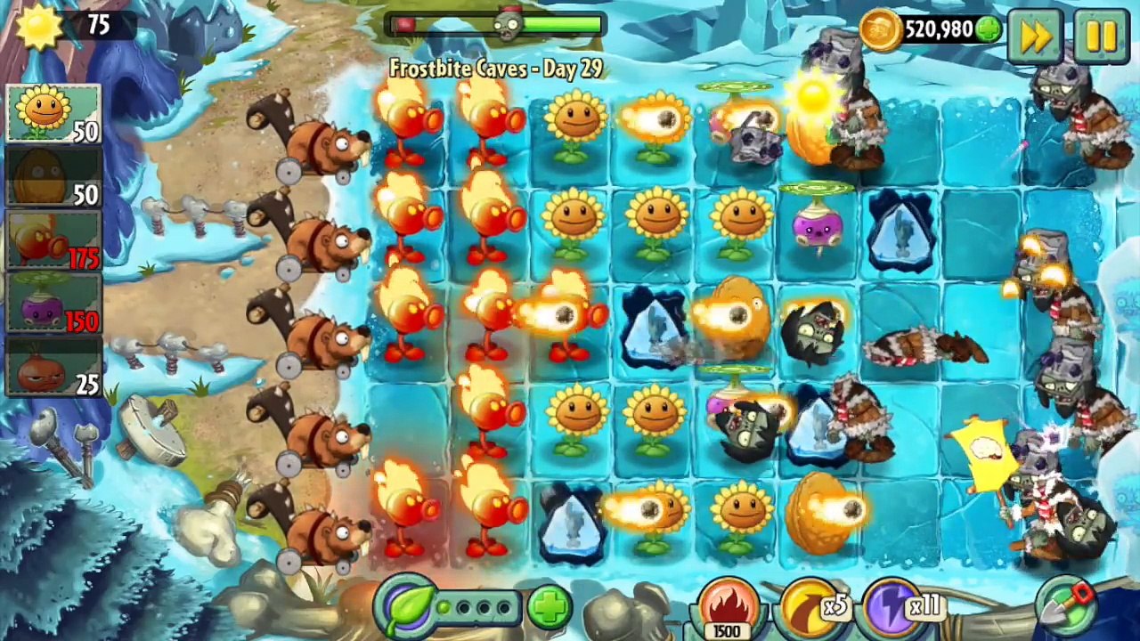 Frostbite Caves Day 29 Walkthrough - Plants vs Zombies 2