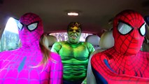Superheroes DANCING IN A CAR: Spiderman, Pink Spidergirl w/ Hulk - Real Life Superheroes Funny