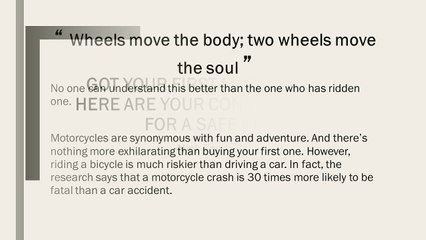 Got Your First Motorcycle Here Are Your Considerations for a Safe Ride
