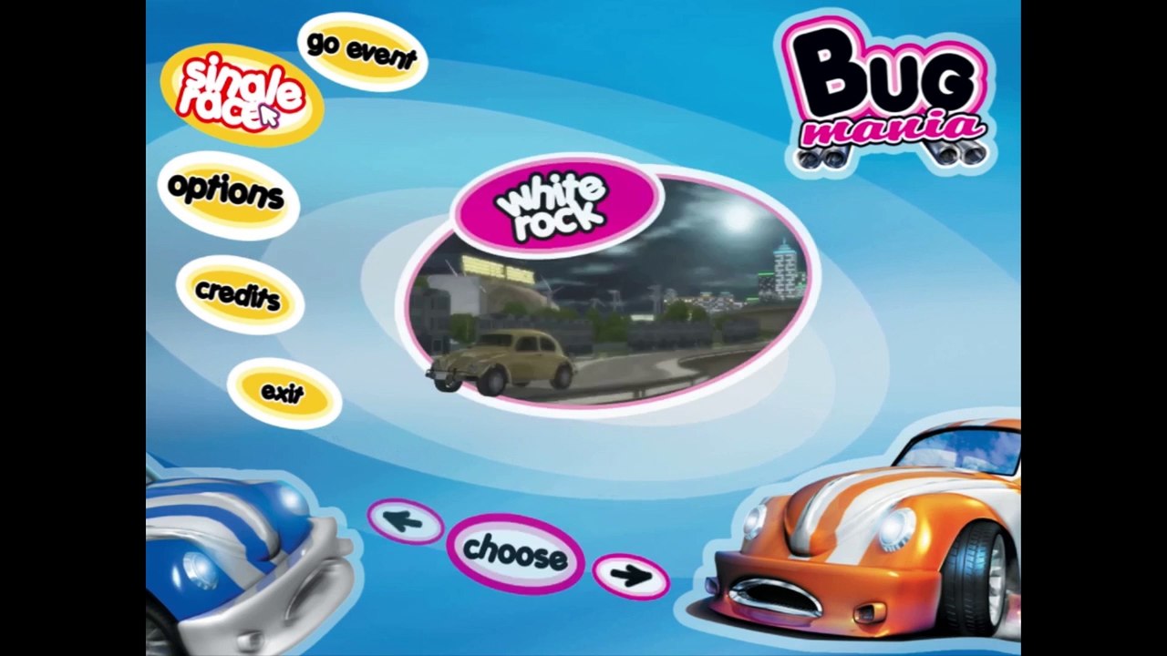 Bug Mania gameplay on Winter track with beach-bug car