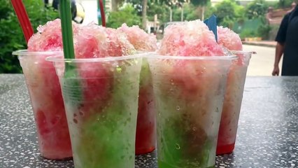 Shaved Ice with Colorful Syrup in Cambodia