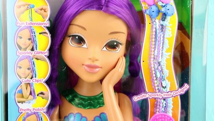Moxie Girlz Fantasea MERMAID Hair Styling Head and Num Noms Lip Gloss Opening