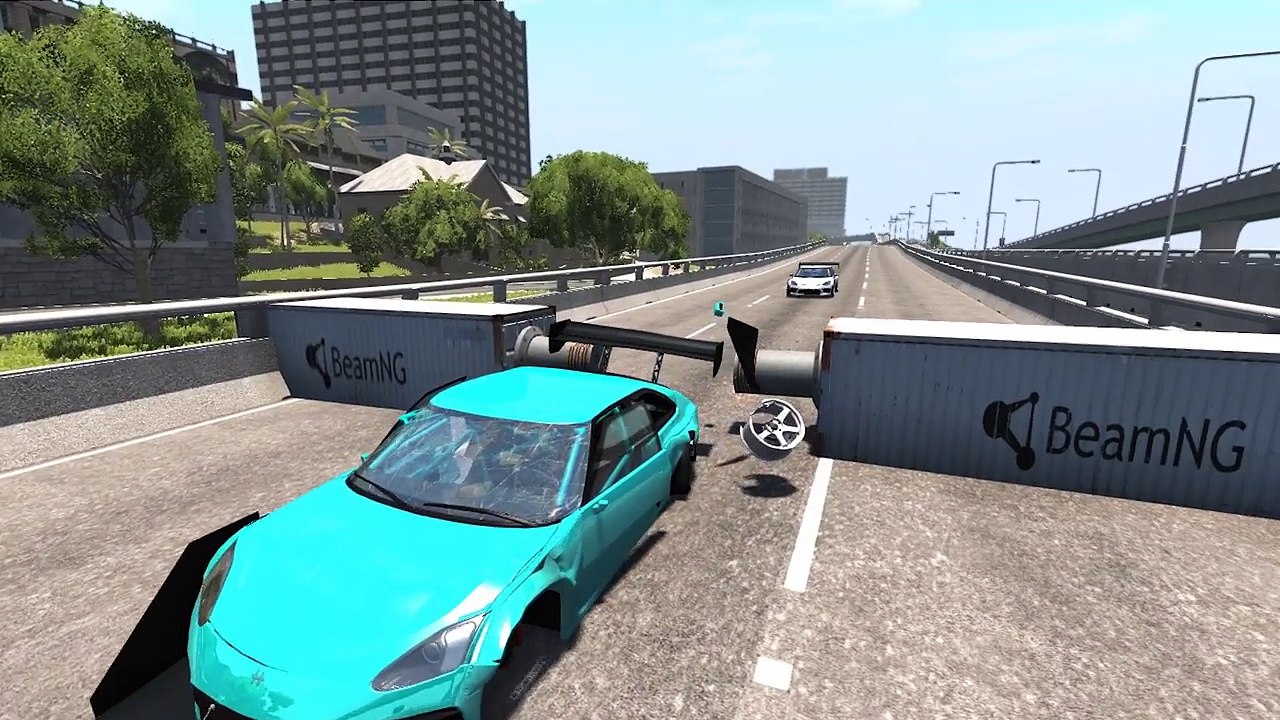 Beamng drive - Double Side Bollards car Crashes
