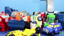 Transformers Rescue Bots Chase The Police-Bot Adventure with Bumblebee, Heatwave & Hoist!