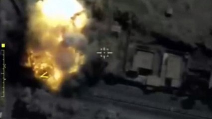 Drone footage of Russian missile launch into Syria