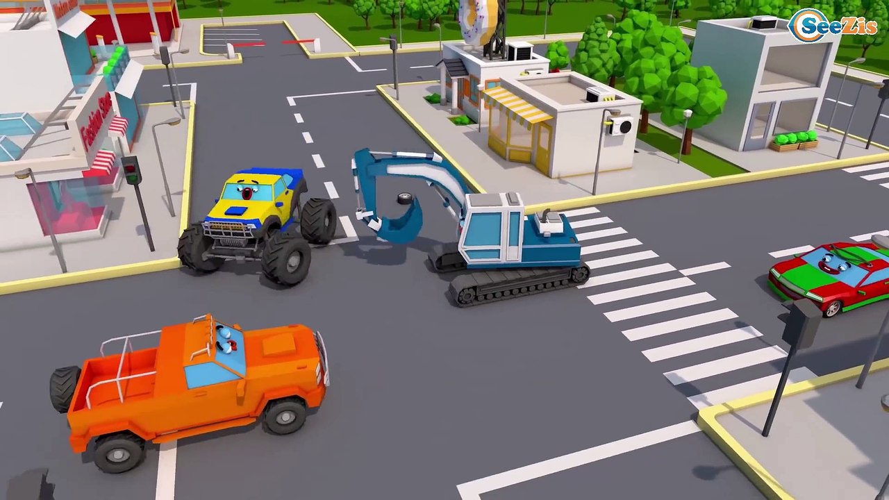 Children Video Tractor Playing on the road - 3D Animation Cartoon For Kids Cars & Truck Stories