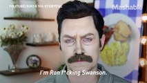 Watch makeup artist transform herself into Ron Swanson