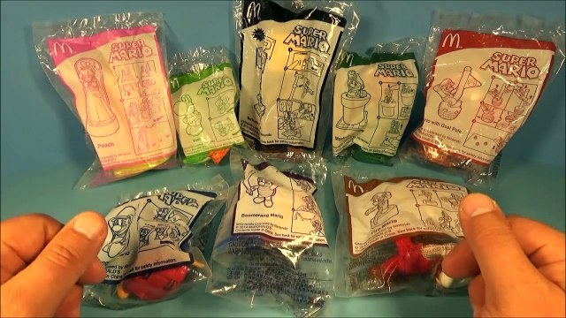 new SUPER MARIO SET OF 8 McDONALDS HAPPY MEAL KIDS TOYS VIDEO REVIEW