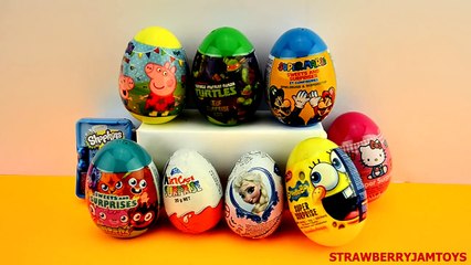 Peppa Shopkins TMNT Kinder Surprise Frozen Spongebob Hello Kitty Surprise Eggs StrawberryJamToys