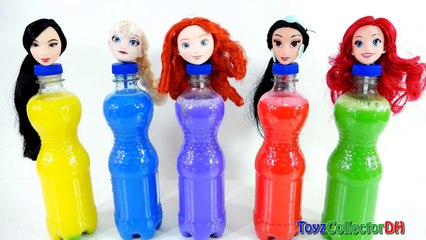 Disney Princess Bottles Learning Colors for Childrens Finger Family Nursey Rhymes Frozen