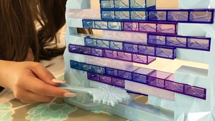 Disney FROZEN Elsa Castle Olaf Plays Jenga Family Fun Game For Kids TWO Shopkins Egg Surprise Toys