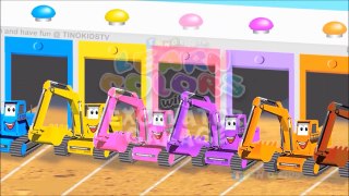 Learn Colors with Excavator for Kids & Color Garage Animation : Videos for Children