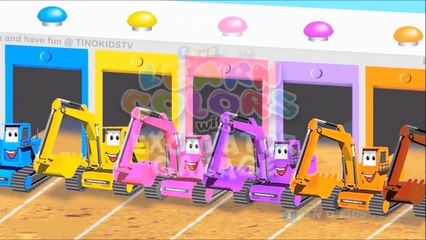 Learn Colors with Excavator for Kids & Color Garage Animation : Videos for Children