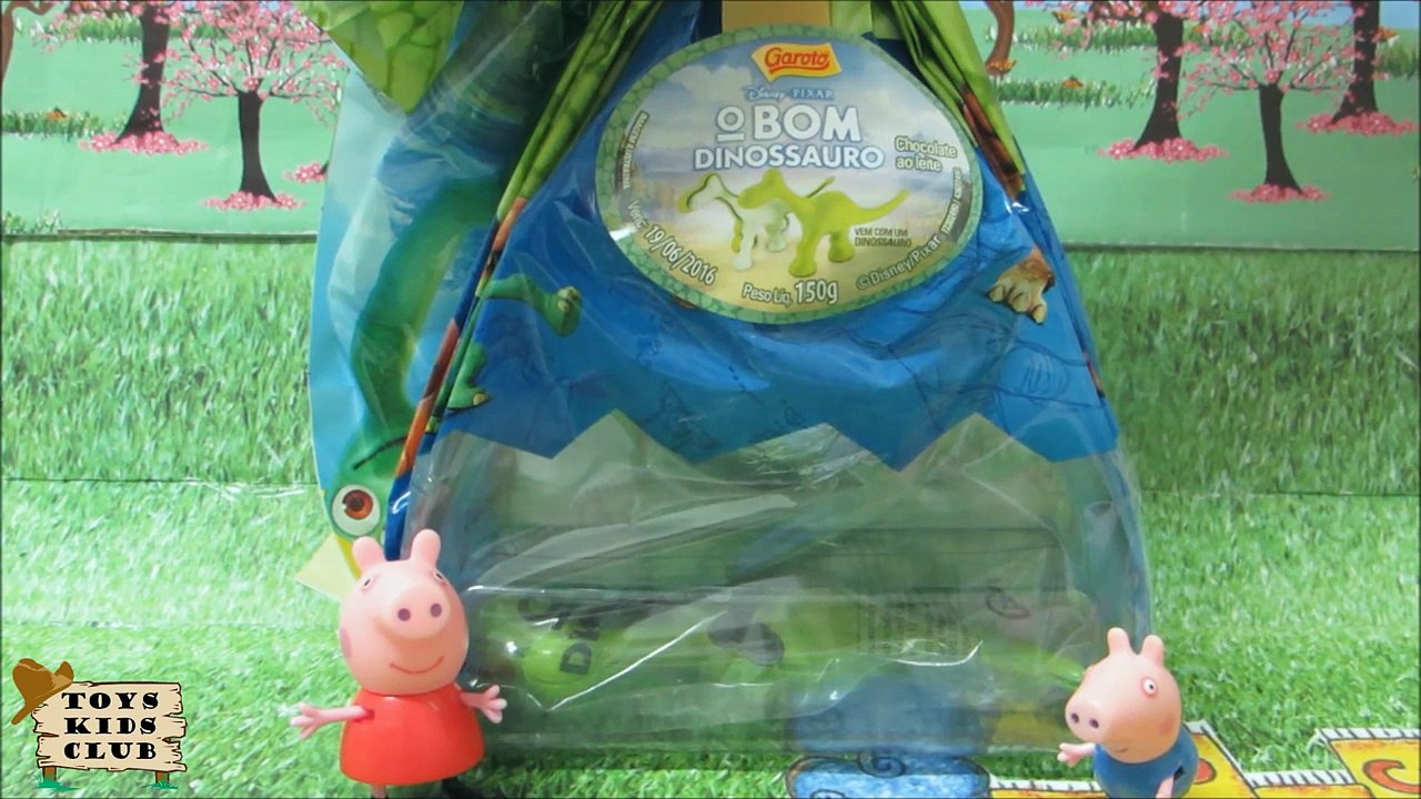 PIG GEORGE E PEPPA PIG ABRINDO OVO DE PÁSCOA O BOM DINOSSAURO