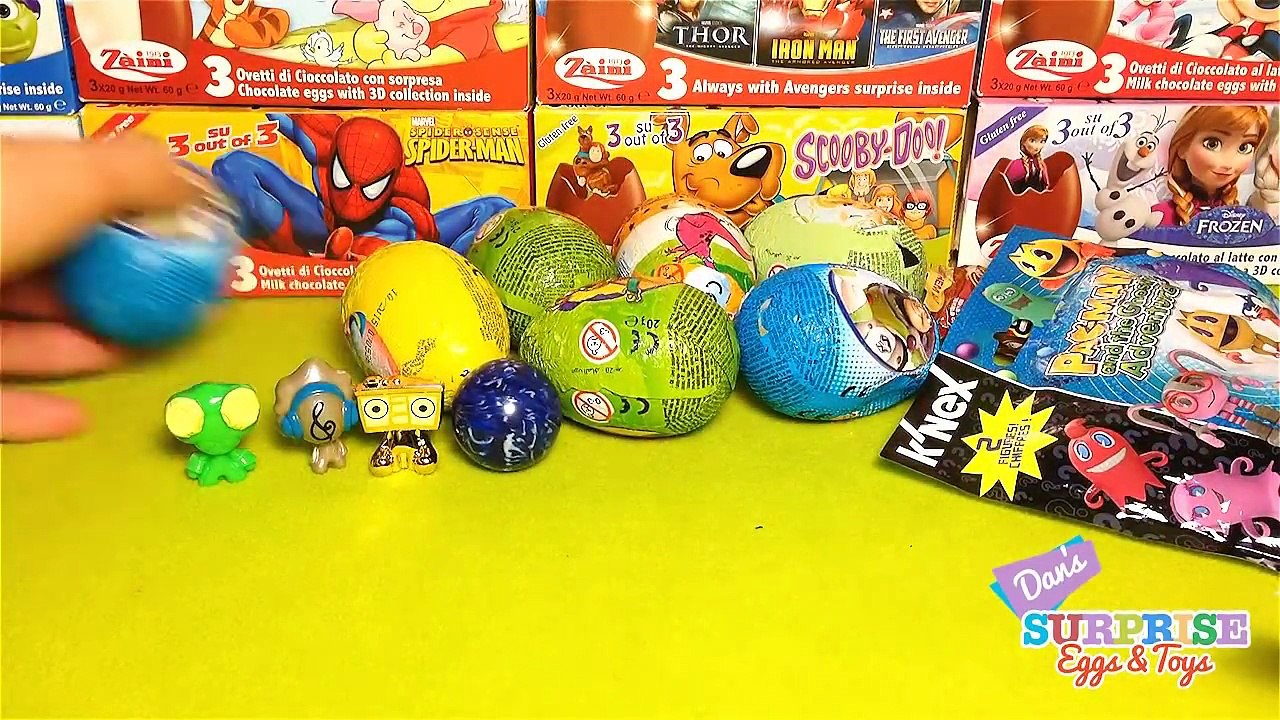 SURPRISE EGGS Scooby Doo Flintstones Disney Toy Story Planes Fairies Pac Man