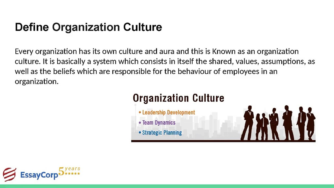 Organization Culture assignment help | Culture of organization | EssayCorp