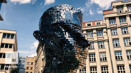 This giant kinetic sculpture is actually a shape-shifting human face