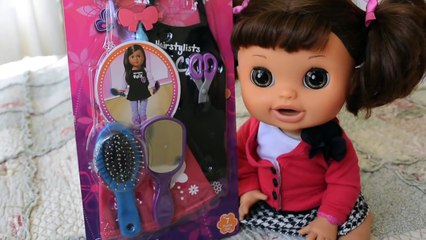 Baby Alive Daisy Gets Her Hair Cut And BRIGHT Colors! - baby alive spa