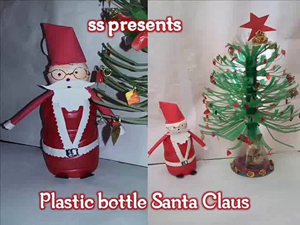 Bouteille bouteilles Noël artisanat bricolage cadeaux idées recyclé Santa | feutre en plastique |