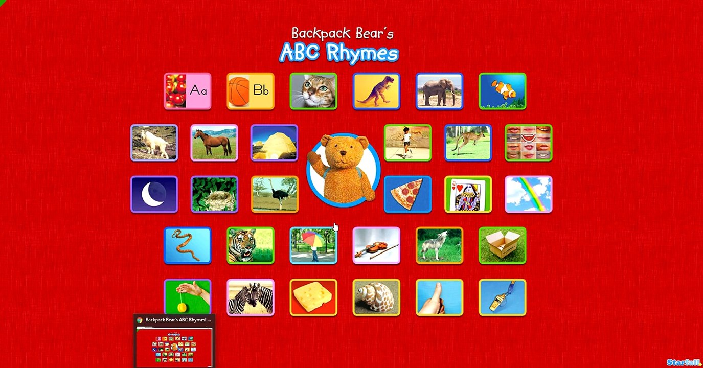 Backpack bears ABC rhymes 1/5 Starfall app