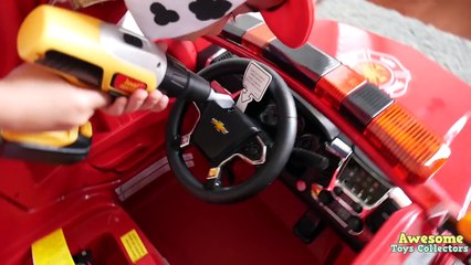 Unboxing Paw Patrol Marshall Fire Truck Ride On Car Battery-Powered Playtime at Park Toys Collectors