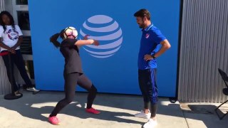 Woman vs David Villa Amazing Skills!