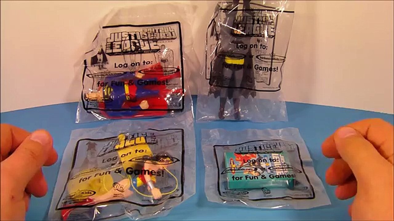 2007 DC JUSTICE LEAGUE UNLIMITED SET OF 4 HARDEES COOL KIDS TOYS VIDEO REVIEW
