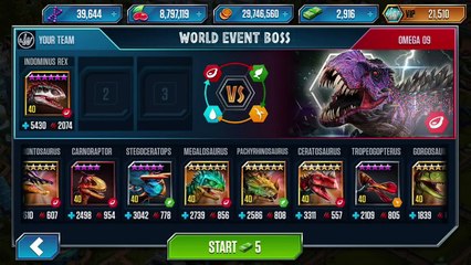 INDOMINUS REX Vs OMEGA 09 - Jurassic World The Game
