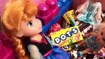 Barbie dolls! Anna Elsa toddlers! SICK from CANDY!