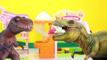 DINOSAUR TOYS Shopping for Shopkins | Dinosaurs Eating Shopkins Videos for Kids