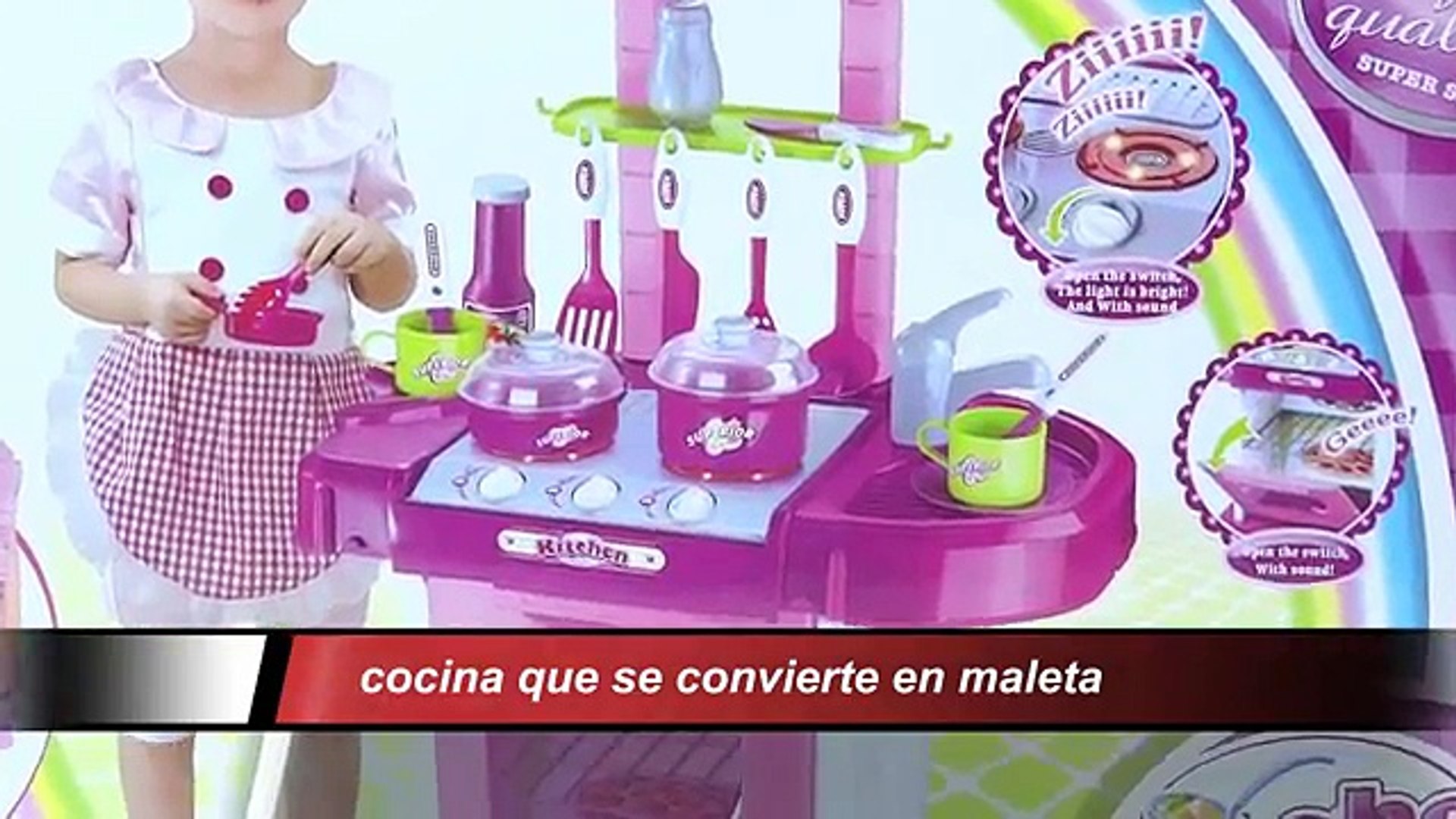 Cocina de Juguete Cocinita Para niñas Con Accesorios Se Convierte En Maleta Luces y Sonidos - video dailymotion