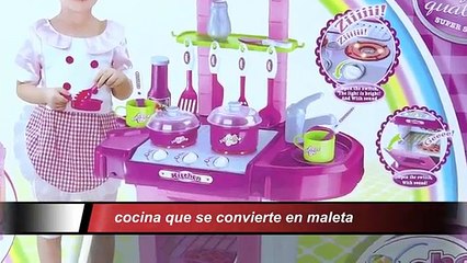 Cocina de Juguete Cocinita Para niñas Con Accesorios Se Convierte En Maleta Luces y Sonidos