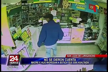 SJL: madre con niño en brazos ingresó a farmacia donde se realizaba un asalto