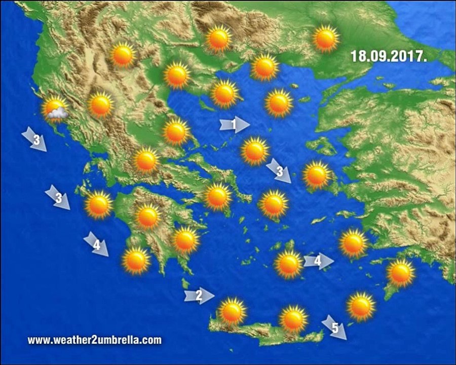 Η πρόγνωση του καιρού για τη Δευτέρα 18-9-2017