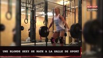 Une blonde sexy se rate à la salle de sport (vidéo)