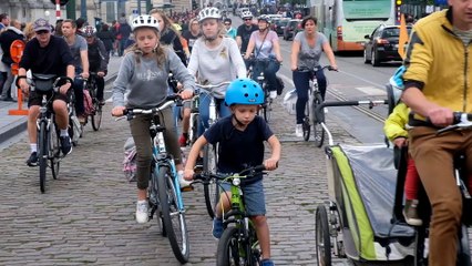 Journée sans voiture: piétons, cyclistes et cavaliers prennent possession de Bruxelles