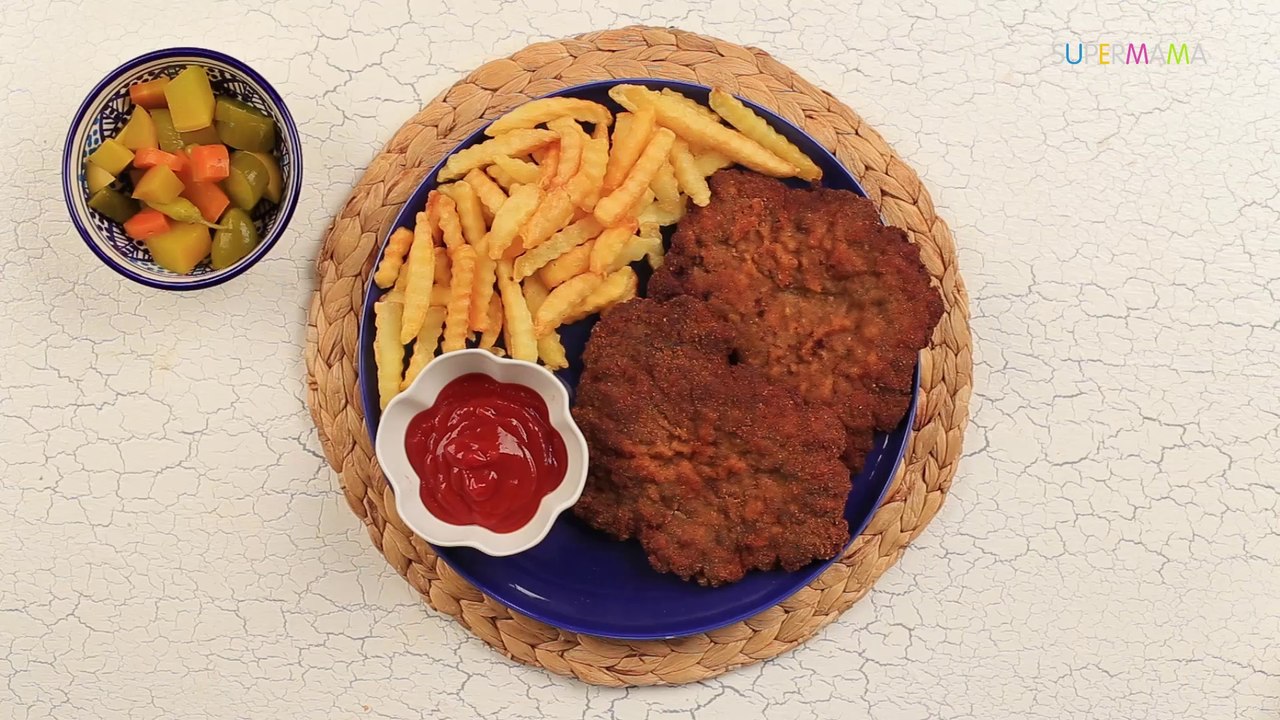 أسهل طريقة لعمل البفتيك الكداب | Escalope Panee Beef recipe