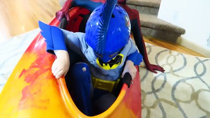 Mermaid Kayaking Down the Stairs Frozen Elsa Mermaid Spiderman Batman vs Joker Werewolf