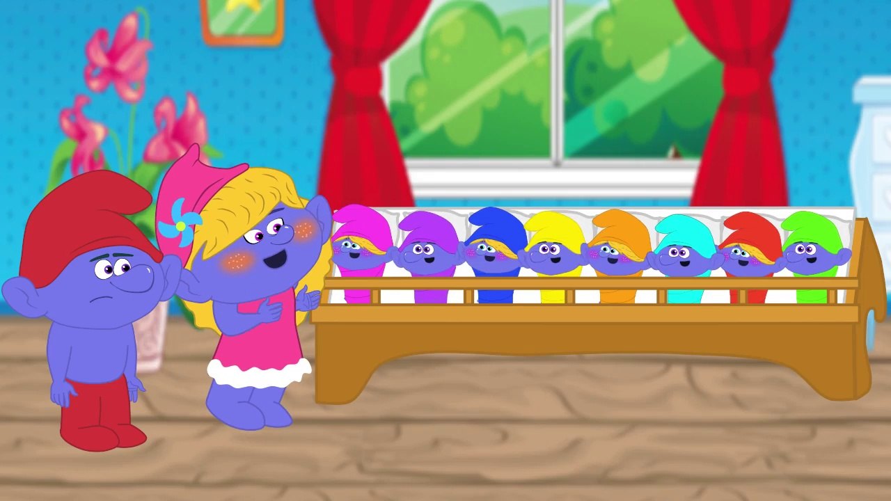 Smurf babies Missing from Heavy Tornado!!! Learn Collors with Smurfs! Finger Family Nursery Rhymes