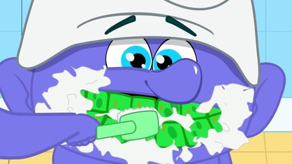 Smurf Family! Baby Lazy to Brush Teeth! Bad Smell! Funny Story New Cartoon Animation for Kids