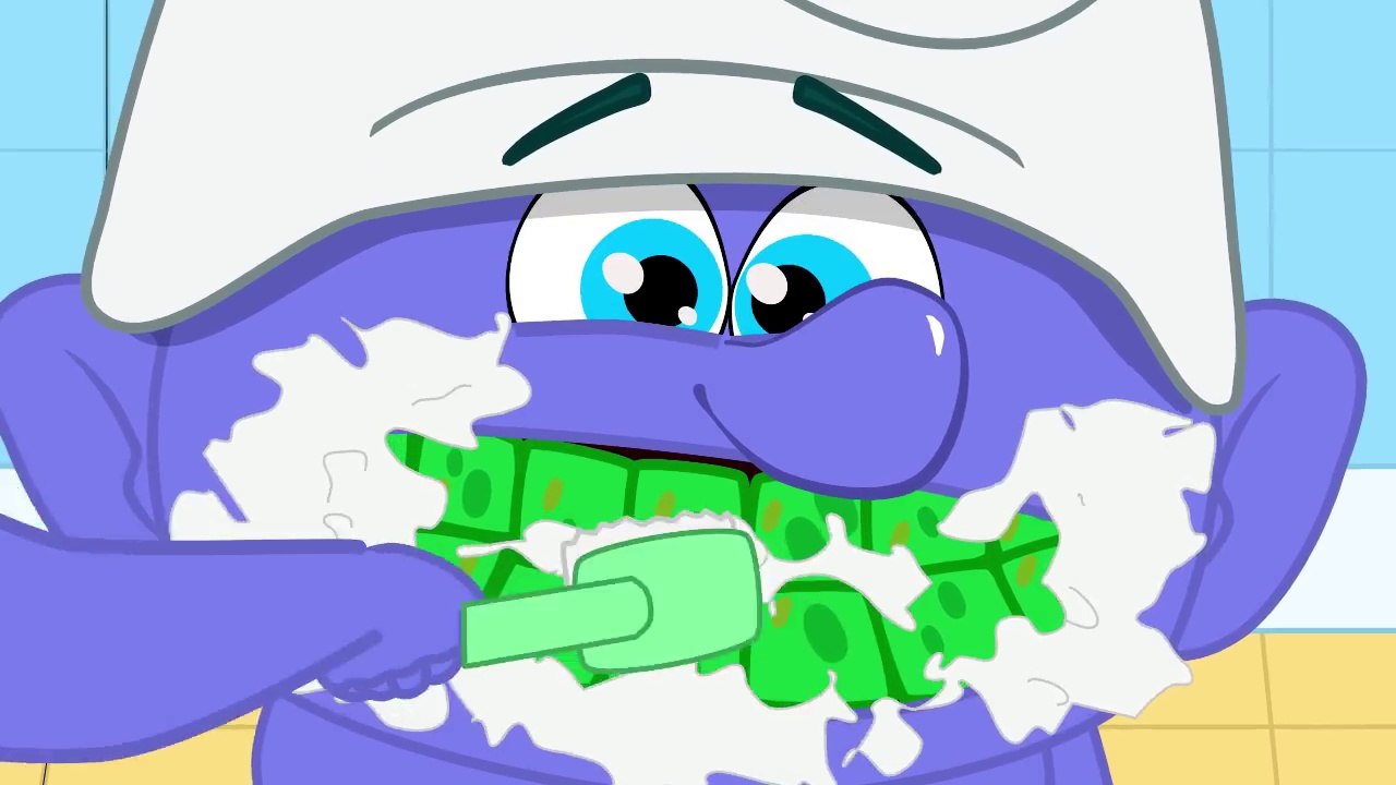 Smurf Family! Baby Lazy to Brush Teeth! Bad Smell! Funny Story New Cartoon Animation for Kids