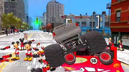 HULK & Mickey Mouse FUN!! Custom Green Lightning McQueen CARS Colors! + Children Songs & R